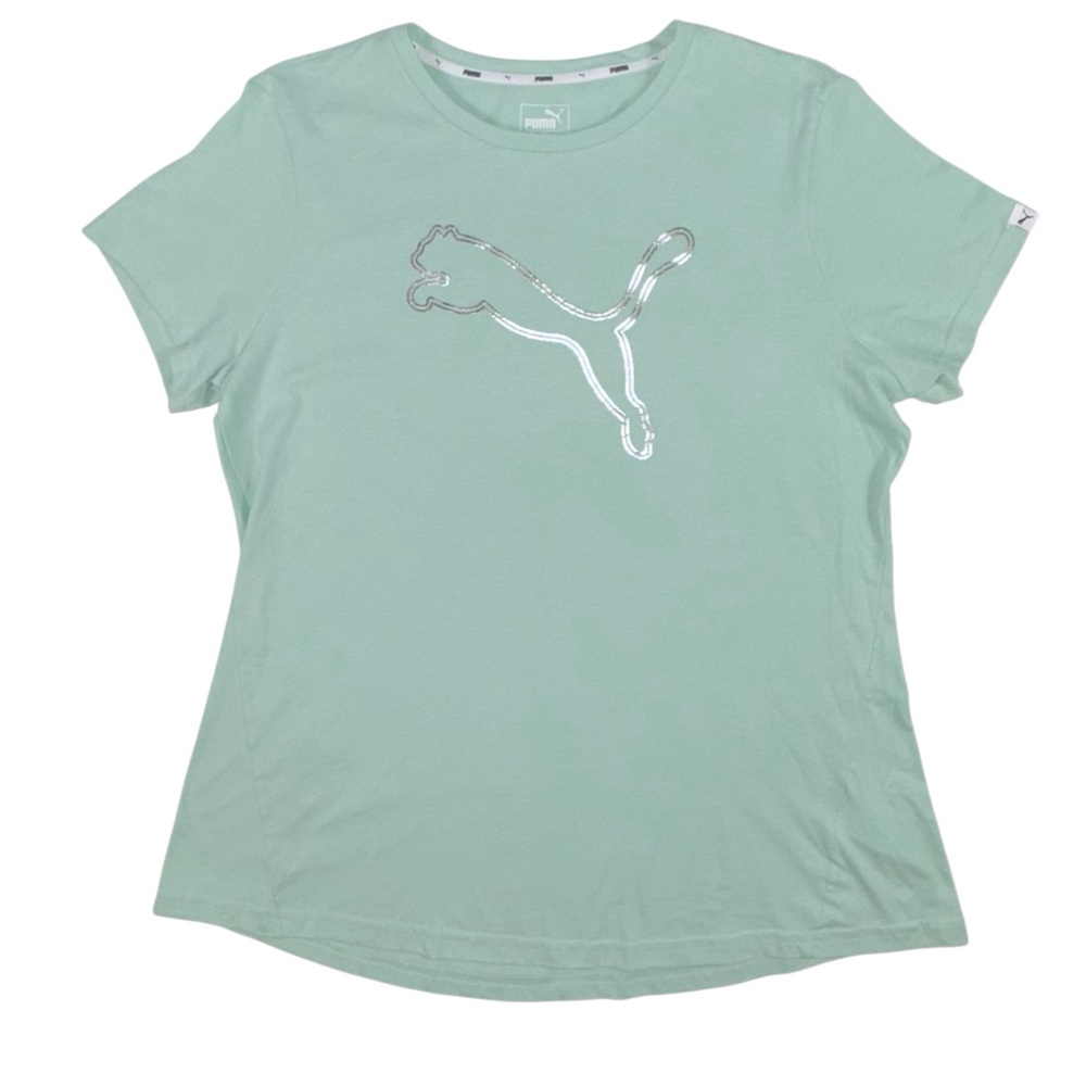 NWT Puma XXL Mist Green Short Sleeve T-shirt Silver Puma Logo Women’s
